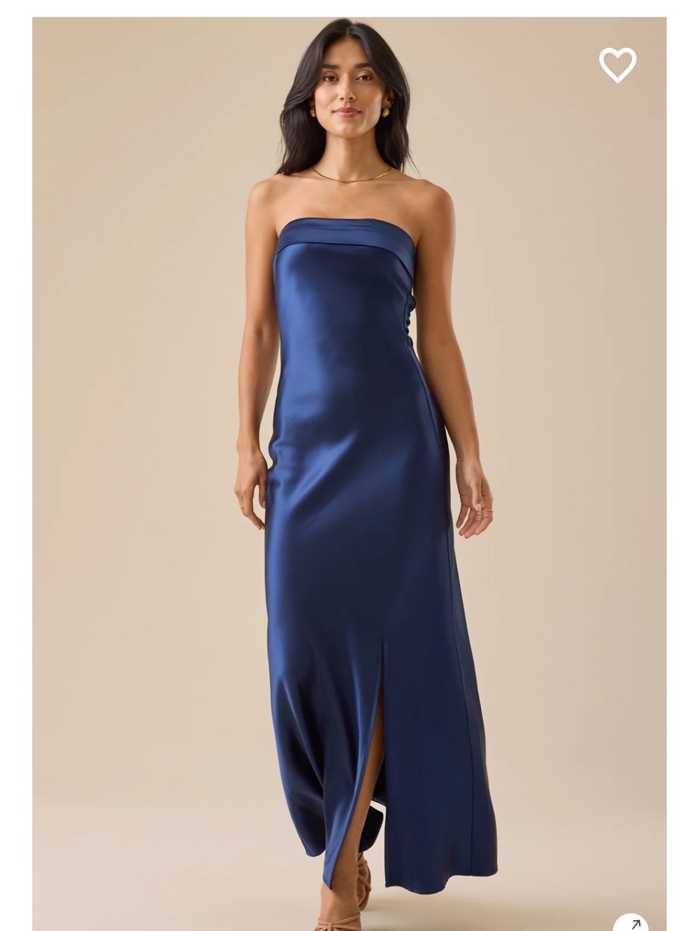 Altar'd State Navy Strapless Satin Maxi Dress